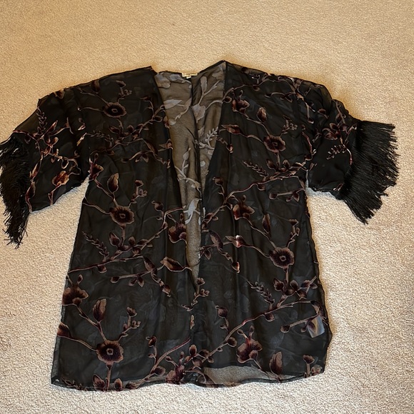 Sheer Jacket-with velvet floral print - Picture 3 of 8